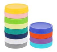 sourcing map 12 Pcs Mason Jar Lids, Wide Mouth Plastic Lids with Silicone Rings, Food Storage Caps Jar Lids for Mason Canning Ball Jar
