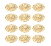 sourcing map 12 Pcs Mini Straw Hats 4.3 Inch Knitting Miniature Straw Hats Tiny Dollhouse Mini Cowboy Cute Woven Cap for DIY Craft Costume Decoration Jewelry Accessory, Wooden Color