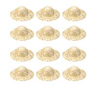 sourcing map 12 Pcs Mini Straw Hats 5.1 Inch Knitting Miniature Straw Hats Tiny Dollhouse Mini Cowboy Cute Woven Cap for DIY Craft Costume Decoration Jewelry Accessory, Wooden Color
