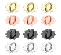 sourcing map 12 Pcs Phone Finger Grip Hook, 24mm Adhesive Metal Sunflower Phone Hook for Case Tablet DIY Hanging Accessories Stand Decor, Black, Silver, Gold, Rose Gold