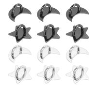 sourcing map 12 Pcs Phone Finger Grip Hook, 25/17mm Adhesive Metal Star/Moon Phone Hook for Case Tablet DIY Hanging Accessories Stand Decor, Silver, Black