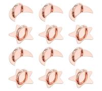 sourcing map 12 Pcs Phone Finger Grip Hook, 25/17mm Adhesive Metal Star/Moon Phone Hook for Case Tablet DIY Hanging Accessories Stand Decor, Rose gold