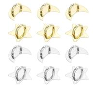 sourcing map 12 Pcs Phone Finger Grip Hook, 25/17mm Adhesive Metal Star/Moon Phone Hook for Case Tablet DIY Hanging Accessories Stand Decor, Gold, Silver