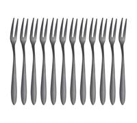 sourcing map 12 Pcs Pickle Fork, 5.2 Inch Olive Fork with Long Handle, Stainless Steel Cocktail Forks, 2-Tine Fork for Dessert Cocktail Fruit and Vegetable Black