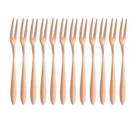 sourcing map 12 Pcs Pickle Fork, 5.2 Inch Olive Fork with Long Handle, Stainless Steel Cocktail Forks, 2-Tine Fork for Dessert Cocktail Fruit and Vegetable Rose Gold