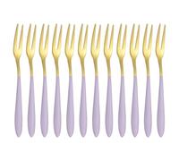sourcing map 12 Pcs Pickle Fork, 5.2 Inch Olive Fork with Long Handle, Stainless Steel Cocktail Forks, 2-Tine Fork for Dessert Cocktail Fruit and Vegetable Purple