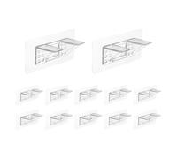 sourcing map 12 Pcs Plastic Shelf Support Peg, Double Row Large Self Adhesive Bracket with Screw Holes, Punch Free Self Adhesive Bracket, Clear Partition Pin for Furniture Kitchen Cabinet