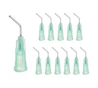 sourcing map 12 Pcs Pre Bent Dispensing Needle Tips, 21 Gauge Stainless Steel 45 Degrees Bent Dispensing Tips 0.5" End Angled Blunt Dispenser Needle with Luer Slip, Green