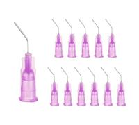 sourcing map 12 Pcs Pre Bent Dispensing Needle Tips, 24 Gauge Stainless Steel 45 Degrees Bent Dispensing Tips 0.5" End Angled Blunt Dispenser Needle with Luer Slip, Purple