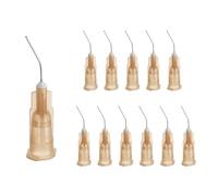 sourcing map 12 Pcs Pre Bent Dispensing Needle Tips, 26 Gauge Stainless Steel 45 Degrees Bent Dispensing Tips 0.5" End Angled Blunt Dispenser Needle with Luer Slip, Light Brown