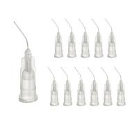 sourcing map 12 Pcs Pre Bent Dispensing Needle Tips, 27 Gauge Stainless Steel 45 Degrees Bent Dispensing Tips 0.5" End Angled Blunt Dispenser Needle with Luer Slip, Gray