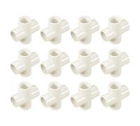 sourcing map 12 Pcs PVC Fitting, Cross 4 Way PVC 1" 0.8" PVC Connectors PVC Elbow PVC Pipe Fittings PVC Coupling PVC Furniture Corner Connector for DIY Garden Support Structure, White