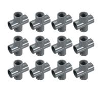 sourcing map 12 Pcs PVC Fitting, Cross 4 Way PVC 1" 0.8" PVC Connectors PVC Elbow PVC Pipe Fittings PVC Coupling PVC Furniture Corner Connector for DIY Garden Support Structure, Grey