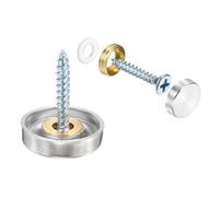 sourcing map 12 Pcs Screw Covers Caps, 304 Stainless Steel Mirror Screws Decorative Caps Cover Nails, Mirror Screws Fasteners for Sign Advertising Hardware Construction, 18mm Diameter, Silver