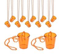 sourcing map 12 Pcs Shot Glass Necklaces, 2 oz Shot Cups on Beaded Necklace, Plastic Glass Cups Bead Chain for Party Favors Birthday Wedding Festival Accessories, Clear Orange