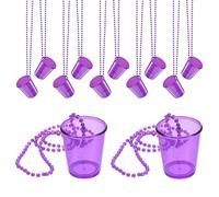 sourcing map 12 Pcs Shot Glass Necklaces, 2 oz Shot Cups on Beaded Necklace, Plastic Glass Cups Bead Chain for Party Favors Birthday Wedding Festival Accessories, Clear Dark Violet