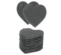 sourcing map 12 Pcs Slate Drink Coasters, 4 Inch Black Slate Stone Coasters with Anti-Scratch Bottom, Bar Coasters Cup Coaster for Home Office Kitchen Apartment Bar, Heart Shape