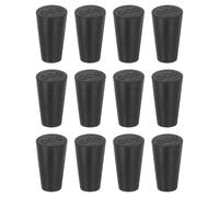 sourcing map 12 Pcs Solid Rubber Stopper, Tapered Lab Seal Tube Stopper Plug for Test Tube Flasks Glass Containers Industry and Laboratories, 12.7x8.2x21mm Black