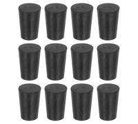 sourcing map 12 Pcs Solid Rubber Stopper, Tapered Lab Seal Tube Stopper Plug for Test Tube Flasks Glass Containers Industry and Laboratories, 17x13x25mm Black