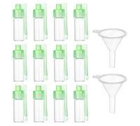 sourcing map 12 Pcs Spice Jars with Cap, 2 Inch Small Glass Spice Containers, Condiment Jars Set with Funnel for Home Kitchen Hotel Restaurant Storage Seasonings, White Bottle, Green Cap