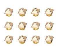 sourcing map 12 Pcs Square Spike Studs Rivets 10mm Metal Leather Rivets Rapid Rivet Studs Assortment Kit for DIY Leather Craft Clothing Bags Decorations, Gold