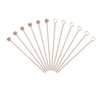sourcing map 12 Pcs Stainless Steel Cocktail Picks, 4.25" Martini Picks Fruit Sticks Metal Skewers Reusable for Drinks Olives Appetizers Fruit Decorative, Rose Gold (Bead/Ring)