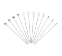 sourcing map 12 Pcs Stainless Steel Cocktail Picks, 4.33" Martini Picks Fruit Sticks Metal Skewers Reusable for Drinks Olives Appetizers Fruit Decorative, Silver (Bead/Ring/Cylinder)