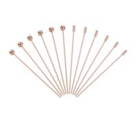 sourcing map 12 Pcs Stainless Steel Cocktail Picks, 4.33" Martini Picks Fruit Sticks Metal Skewers Reusable for Drinks Olives Appetizers Fruit Decorative, Rose Gold (Bead/Cylinder)