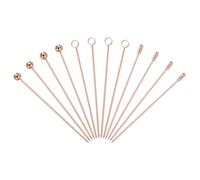 sourcing map 12 Pcs Stainless Steel Cocktail Picks, 4.33" Martini Picks Fruit Sticks Metal Skewers Reusable for Drinks Olives Appetizers Fruit Decorative, Rose Gold (Bead/Ring/Cylinder)