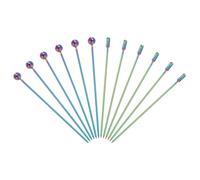 sourcing map 12 Pcs Stainless Steel Cocktail Picks, 4.33" Martini Picks Fruit Sticks Metal Skewers Reusable for Drinks Olives Appetizers Fruit Decorative, Laser Color (Bead/Cylinder)