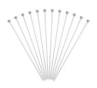 sourcing map 12 Pcs Stainless Steel Cocktail Picks, 7.87" Martini Picks Fruit Sticks Metal Skewers Reusable for Drinks Olives Appetizers Fruit Decorative, Silver (Bead)