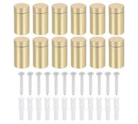sourcing map 12 Pcs Standoff Screws, 1/2" x 0.93" Aluminum Advertising Screws Wall Standoff Mounts Hardware for Acrylic Picture Frame Glass Signs Hanging, Gold