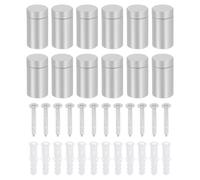 sourcing map 12 Pcs Standoff Screws, 1/2" x 0.94" Aluminum Advertising Screws Wall Standoff Mounts Hardware for Acrylic Picture Frame Glass Signs Hanging, Silver