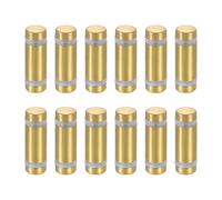 sourcing map 12 Pcs Standoff Screws, 1/2" x 1.18" Stainless Steel Double Head Advertising Screws Wall Standoff Mounts Hardware for Acrylic Glass Sign Holder Wine Glass Rack, Gold