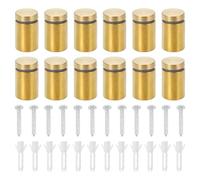 sourcing map 12 Pcs Standoff Screws, 3/4" x 1.18" Stainless Steel Advertising Screws Wall Standoff Mounts Hardware for Acrylic Picture Frame Glass Signs Hanging, Gold