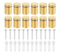 sourcing map 12 Pcs Standoff Screws, 3/4" x 1" Stainless Steel Advertising Screws Wall Standoff Mounts Hardware for Acrylic Picture Frame Glass Signs Hanging, Gold