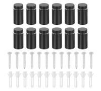 sourcing map 12 Pcs Standoff Screws, 5/8" x 1.18" Stainless Steel Advertising Screws Wall Standoff Mounts Hardware for Acrylic Picture Frame Glass Signs Hanging, Black