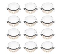 sourcing map 12 Pcs Tambourine Drum 4 Inch Wood Hand Held Tambourine Single Row Metal Jingle Percussion Musical Drum Instrument for Adults Church Wedding Party Games, Wood Color