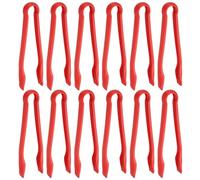 sourcing map 12 Pcs Toaster Tongs, 10 Inch Kitchen Serving Tongs Bread Salad Clip Heat Resistant Food Clamps for Cooking Baking BBQ Buffet Tools, Red