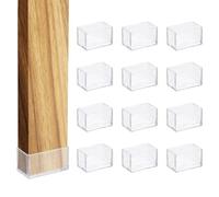 sourcing map 12 Pcs Transparent Chair Leg Floor Protectors, 1.2 x 2 Inch Rectangle PVC Chair Leg Caps for Hardwood Floors, Non-Slip Reduce Noise Table Furniture Cover