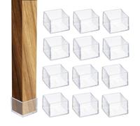 sourcing map 12 Pcs Transparent Chair Leg Floor Protectors, 1.4 Inch Square PVC Chair Leg Caps for Hardwood Floors, Non-Slip Reduce Noise Table Furniture Cover