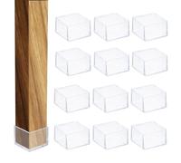sourcing map 12 Pcs Transparent Chair Leg Floor Protectors, 2 Inch Square PVC Chair Leg Caps for Hardwood Floors, Non-Slip Reduce Noise Table Furniture Cover