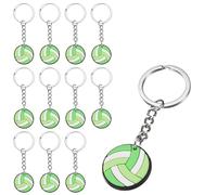 sourcing map 12 Pcs Volleyball Keychain Bulk, Volleyball Keychains with Metal Ring Backpack Charm Team Gifts Sports Party Favors, Green White