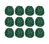 sourcing map 12 Pcs Wicker Rattan Balls Decorative Balls 1.2Inch for Vase Fillers,Wedding,Garden,Hallway Party,Grass Green