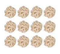 sourcing map 12 Pcs Wicker Rattan Balls Decorative Balls 1.2Inch for Vase Fillers,Wedding,Garden,Hallway Party,Natural Color