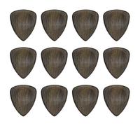 sourcing map 12 Pcs Wood Guitar Pick, 3.0mm Ultra Heavy Gauge Wood Groove Shape Guitar Picks for Electric, Acoustic, Bass Guitars, Black