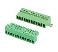 sourcing map 12 Pin Screw Terminal Block Connector,3.5mm/0.14 inch Pitch Male & Female PCB Mount Screw Terminal 300V 8A Green Terminal Block Connector for Home Electronic Project