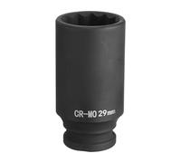 sourcing map 12-Point Deep Impact Socket 1/2 Inch Drive 29mm Metric Chrome Molybdenum Alloy Steel Spindle Axle Nut Impact Socket