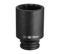 sourcing map 12-Point Deep Impact Socket 1/2 Inch Drive 38mm Metric Chrome Molybdenum Alloy Steel Spindle Axle Nut Impact Socket
