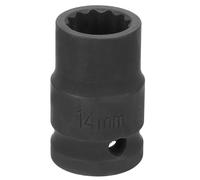 sourcing map 12-Point Impact Socket 1/2" Drive 14mm Cr-V Shallow Socket | Metric Impact Nut Driver Wrench for Auto Repair